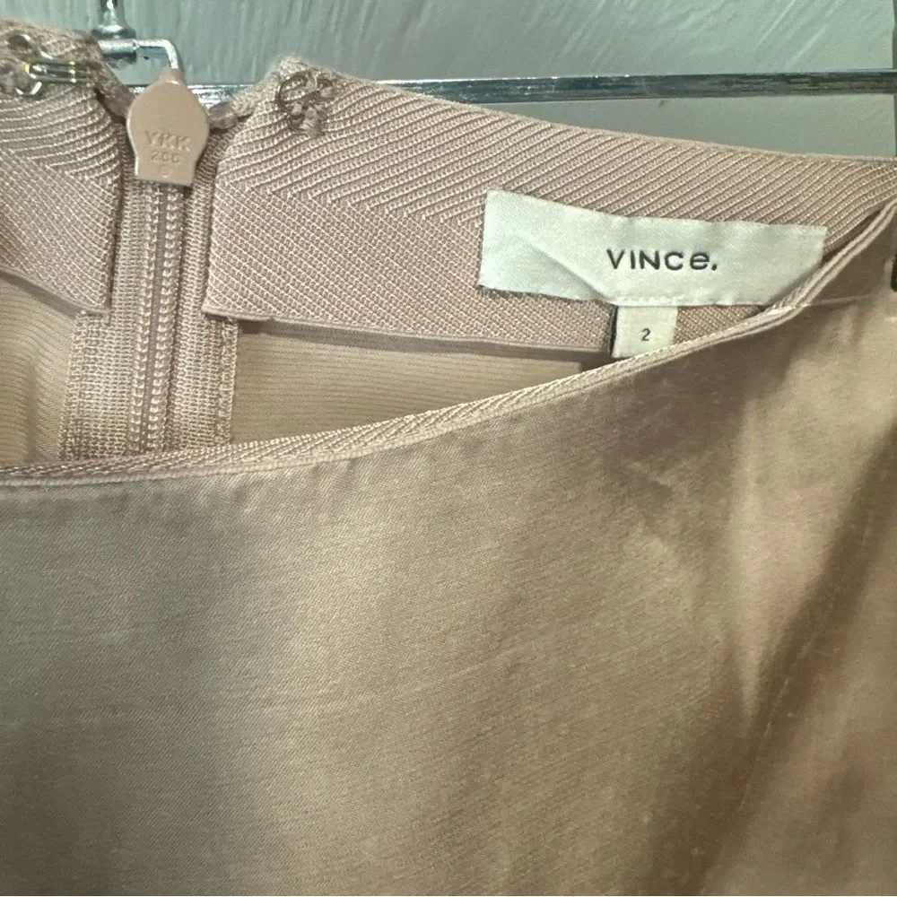 Revolve Vince Draped Pleat Tan Midi Skirt Size 2
